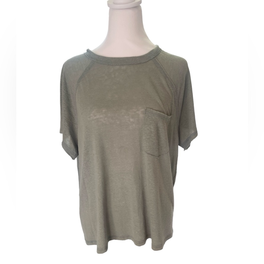 Aerie Women’s Green pocket linen T shirt XS